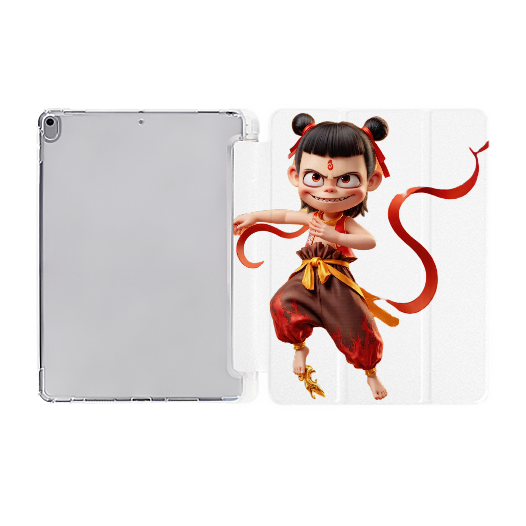（画像用） Ne Zha 2 ナタ 魔童の大暴れ IPad ケース ペン収納付き 三つ折りスタンド PUレザー×シリコン 対応機種9.5/10.5/10.9インチ